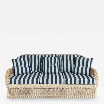 Henry Link Henry Link Rattan Sofa with New Sunbrella Upholstery and Cushions