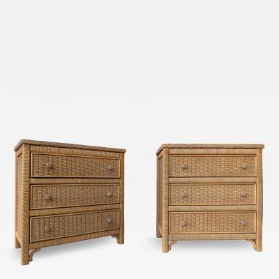 Henry Link Henry Link Woven Wicker 3 Drawer Chests for Lexington Pair