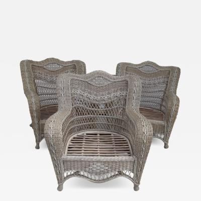 Henry Link Vintage Henry Link Style Wicker Lounge Chairs Set of 3 