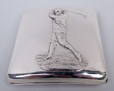 Henry Matthews Antique English Victorian Swinging Golfer Cigarette Case