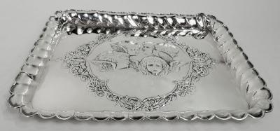 Henry Matthews English Edwardian Georgian Tray with Reynolds Angel s Heads 1903