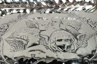 Henry Matthews English Edwardian Georgian Tray with Reynolds Angel s Heads 1903