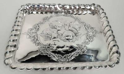Henry Matthews English Edwardian Georgian Tray with Reynolds Angel s Heads 1903