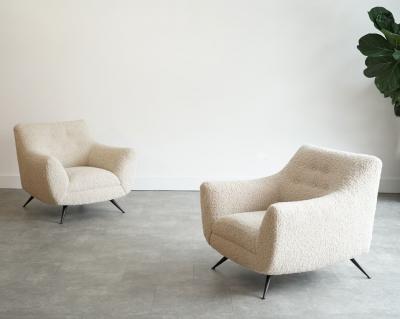 Henry P Glass Lounge Chairs by Henry Glass in Oatmeal Boucl C 1950s