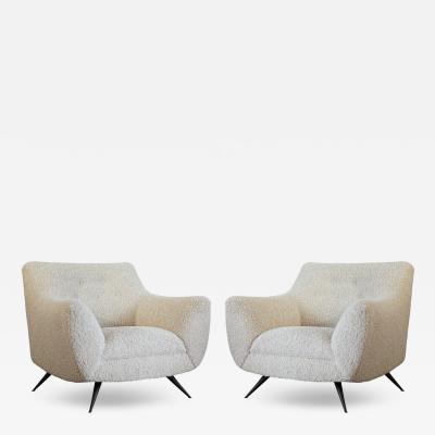 Henry P Glass Lounge Chairs by Henry Glass in Oatmeal Boucl C 1950s