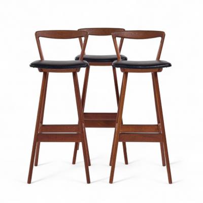 Henry Rosengren Hansen Rosengren Hansen for Brande M belfabrik Mid Century Teak Bar Stools Set of 3