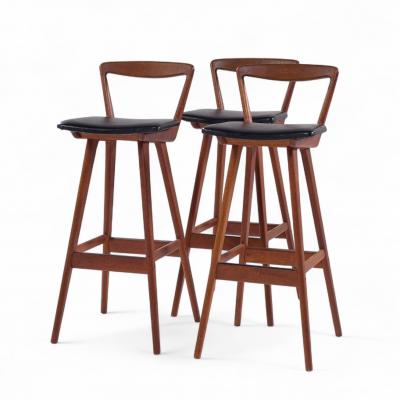 Henry Rosengren Hansen Rosengren Hansen for Brande M belfabrik Mid Century Teak Bar Stools Set of 3