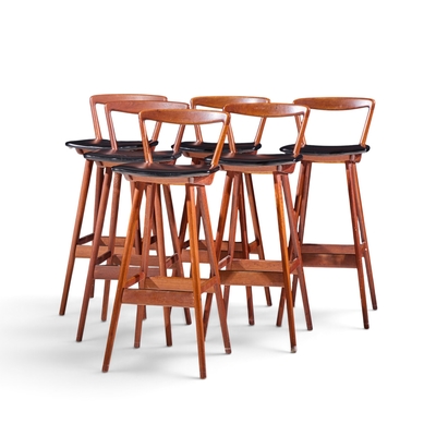 Henry Rosengren Hansen Rosengren Hansen for Brande M belfabrik Mid Century Teak Barstools Set of 4
