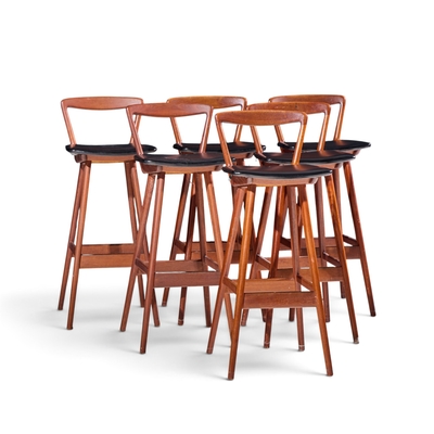 Henry Rosengren Hansen Rosengren Hansen for Brande M belfabrik Mid Century Teak Barstools Set of 4