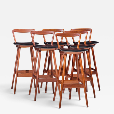 Henry Rosengren Hansen Rosengren Hansen for Brande M belfabrik Mid Century Teak Barstools Set of 4