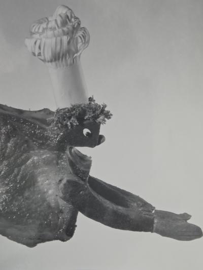 Henry Rox A Pork Chop Figure Diving Into a Frying Pan Photo Sculpture C 1944