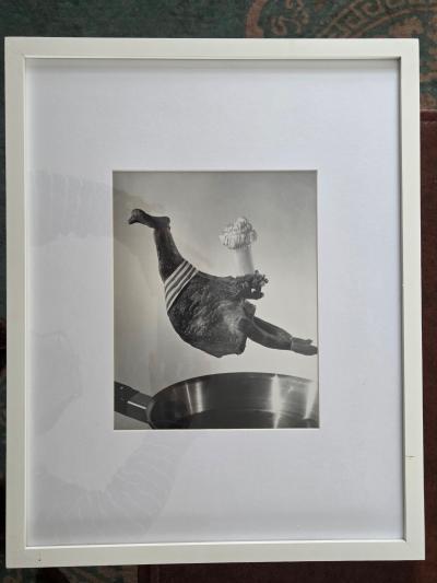 Henry Rox A Pork Chop Figure Diving Into a Frying Pan Photo Sculpture C 1944