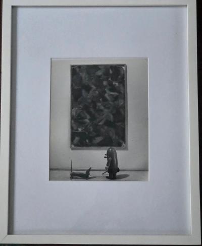 Henry Rox Art Critic Standing Before Monumental Framed Post War Abstraction 