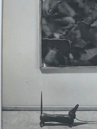 Henry Rox Art Critic Standing Before Monumental Framed Post War Abstraction 