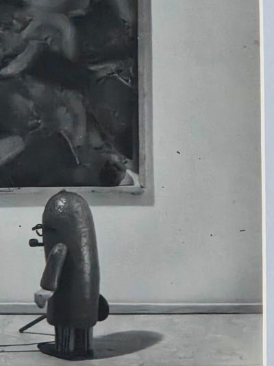 Henry Rox Art Critic Standing Before Monumental Framed Post War Abstraction 