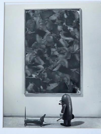 Henry Rox Art Critic Standing Before Monumental Framed Post War Abstraction 