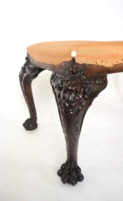 Henry Samuel George II Style Carved Mahogany Long Stool or Bench by Henry Samuel