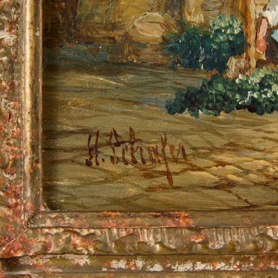 Henry Thomas Schafer Pair of Gothic Architectural Street Scenes by H T Schafer