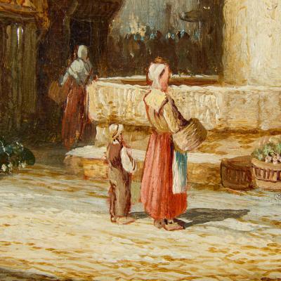 Henry Thomas Schafer Pair of Gothic Architectural Street Scenes by H T Schafer