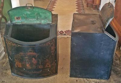 Henry Troemner Pair of 19th Century American Henry Troemner Philadephia Pa Chinoiserie Tea Bins