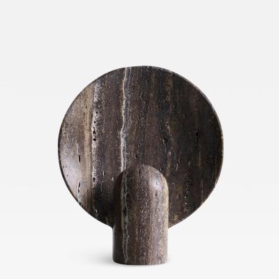 Henry Wilson SURFACE BLACK TRAVERTINE SCULPTED LAMP BY HENRY WILSON