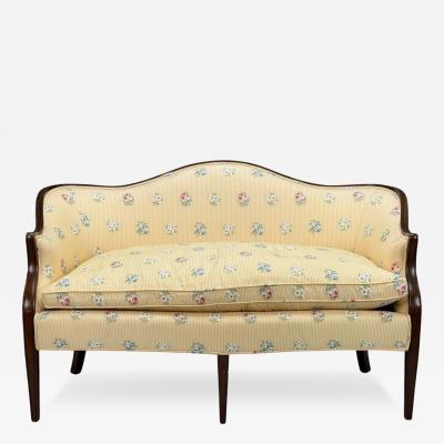 Hepplewhite Style Mahogany Scalamandre Upholstery Loveseat 1930s