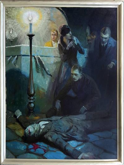 Herbert Morton Stoops Film Noir Curse of the Golden Cross Magazine Golden Age of Illustration