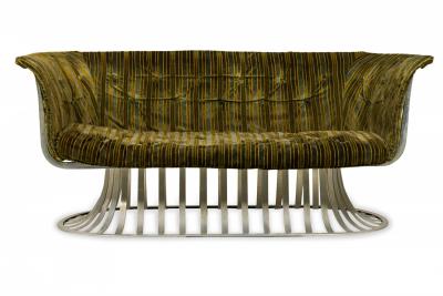 Herbert Saiger Herbert Saiger for Lee L Woodard Sons Aluminum Upholstered Settee