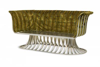 Herbert Saiger Herbert Saiger for Lee L Woodard Sons Aluminum Upholstered Settee