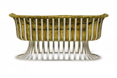 Herbert Saiger Herbert Saiger for Lee L Woodard Sons Aluminum Upholstered Settee