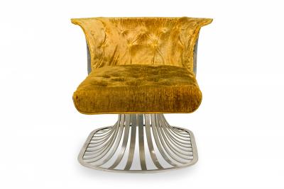 Herbert Saiger Herbert Saiger for Lee L Woodard Sons Aluminum and Gold Upholstered Chaise