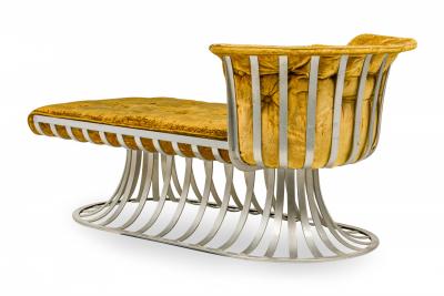 Herbert Saiger Herbert Saiger for Lee L Woodard Sons Aluminum and Gold Upholstered Chaise