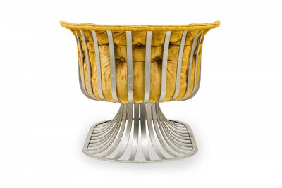 Herbert Saiger Herbert Saiger for Lee L Woodard Sons Aluminum and Gold Upholstered Chaise