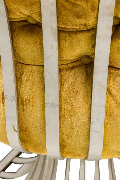 Herbert Saiger Herbert Saiger for Lee L Woodard Sons Aluminum and Gold Upholstered Chaise