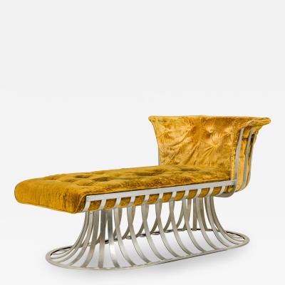 Herbert Saiger Herbert Saiger for Lee L Woodard Sons Aluminum and Gold Upholstered Chaise