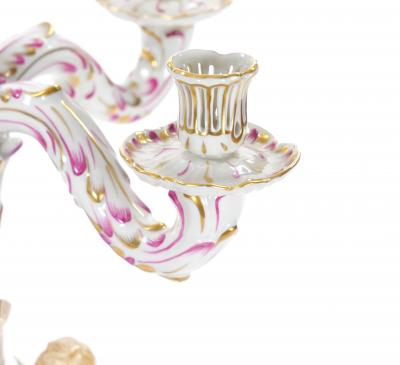 Herend Hungarian Hand Painted Gilt Decorated Five Arms Tableware Candelabra