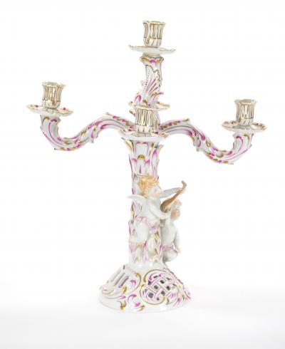 Herend Hungarian Hand Painted Gilt Decorated Five Arms Tableware Candelabra