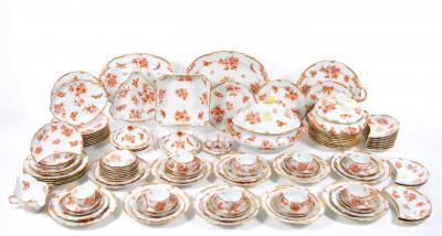 Herend Porcelain Herend Hungarian Hand Painted Gilt Decorated Dinner Set 12 People