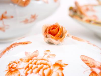 Herend Porcelain Herend Hungarian Hand Painted Gilt Decorated Dinner Set 12 People