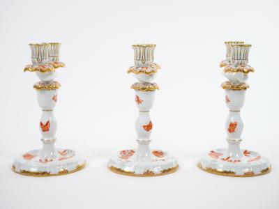 Herend Porcelain Herend Porcelain Tableware Two Light Candelabras Set Of Three