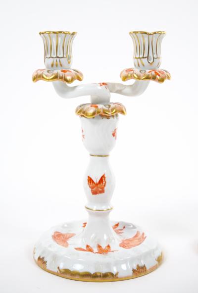 Herend Porcelain Herend Porcelain Tableware Two Light Candelabras Set Of Three