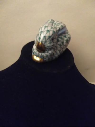 Herend Porcelain Herend of Hungary Hand Painted Rabbit with 24k Gold Accents