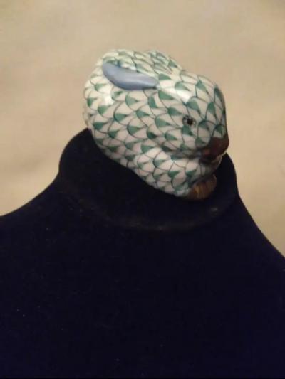 Herend Porcelain Herend of Hungary Hand Painted Rabbit with 24k Gold Accents