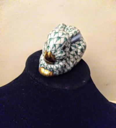 Herend Porcelain Herend of Hungary Hand Painted Rabbit with 24k Gold Accents