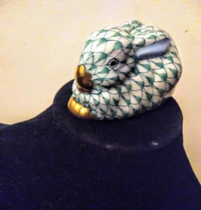 Herend Porcelain Herend of Hungary Hand Painted Rabbit with 24k Gold Accents