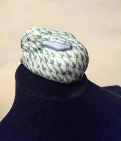 Herend Porcelain Herend of Hungary Hand Painted Rabbit with 24k Gold Accents