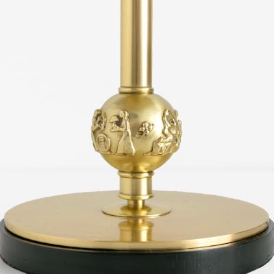 Herman Bergman Konstgjuteri Herman Bergman Swedish Art Deco Swedish Grace Polished Brass Column Lamp