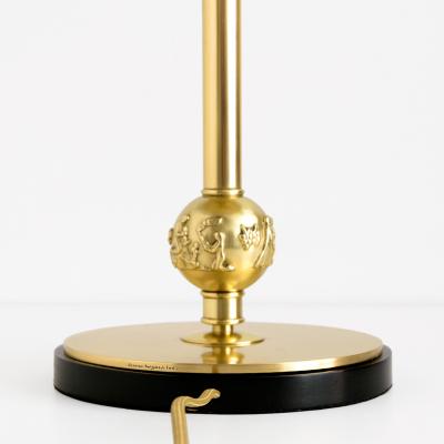 Herman Bergman Konstgjuteri Herman Bergman Swedish Art Deco Swedish Grace Polished Brass Column Lamp