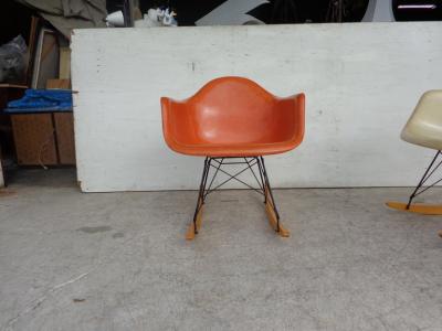 Herman Miller 1 Herman Miller Orange Shell Fiberglass RAR Rocker by Eames