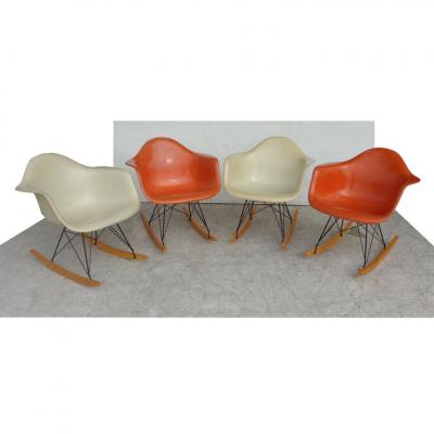 Herman Miller 1 Herman Miller Orange Shell Fiberglass RAR Rocker by Eames